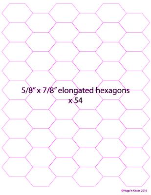 5/8” x 7/8” Elongated Hexagons x 54 (DOWNLOAD)