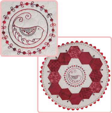 Hexie Club - Redwork Doiley