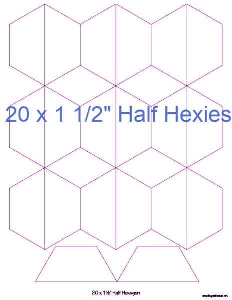 1-1/2” Half Hexagons x 20 (DOWNLOAD)
